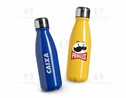 Garrafa em alumínio resistente com capacidade de até 550 ml, ideal para acompanhar a rotina diária. Possui tampa rosqueável que garante vedação segura e praticidade no transporte. Um brinde corporativo útil e versátil, perfeito para promover sua marca em academias, escritórios e ações promocionais.