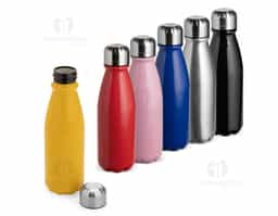 Garrafa em alumínio resistente com capacidade de até 550 ml, ideal para acompanhar a rotina diária. Possui tampa rosqueável que garante vedação segura e praticidade no transporte. Um brinde corporativo útil e versátil, perfeito para promover sua marca em academias, escritórios e ações promocionais.