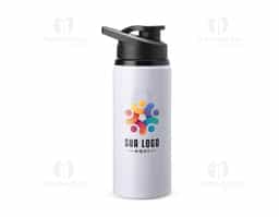 Squeeze em alumínio com pintura de acabamento brilhante e capacidade máxima de 650ml. Possui tampa rosqueável em plástico com alça fixa e tampa protetora para o bocal.