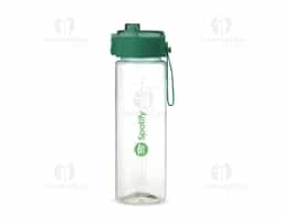 Garrafa feita em plástico livre de BPA com capacidade máxima de 750ml e marcação de volume impressa de até 700ml. Possui tampa rosqueável em polipropileno (PP) com protetor para o bocal, botão de acionamento e alça de mão em silicone.