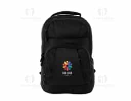 Mochila impermeável confeccionada em Oxford com revestimento em PU e capacidade para até 23 litros. Possui compartimento interno principal com divisória para notebooks de até 15,6 polegadas. Conta ainda com revestimento em espuma respirável na região das costas, nas alças de ombro e na alça superior de mão, além de dois compartimentos frontais em tamanhos diferentes e dois bolsos laterais com elástico e alça para encaixe em malas de viagem.