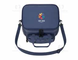 Bolsa térmica com dois compartimentos em tamanhos diferentes e capacidade total de 16 litros. Confeccionada em tecido Oxford 600D resistente à água, apresenta estrutura interna com espuma e revestimento térmico em PEVA. Conta ainda com bolso frontal multiuso com aberturas para encaixe de módulos adicionais, dois bolsos laterais com elástico e duas alças de mão fixas. Acompanha alça transversal ajustável.
