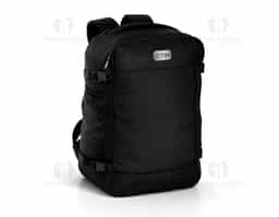 Mochila com capacidade máxima de 25 litros confeccionada em nylon 900D com revestimento impermeável. Possui três compartimentos em tamanhos diferentes, incluindo compartimento principal com fechamento em zíper frontal, cinta compressora de engate plástico e bolso interno em tela de malha. Conta ainda com dois pares de engates compressores laterais e um bolso telado com elástico de grande porte, além de engate traseiro para alças de malas, alças para mão, ombros e área das costas revestidas em tecido acolchoado respirável.