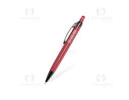 Caneta metálica com ponteira em plástico, além de detalhe emborrachado no topo para interação com dispositivos de telas sensíveis ao toque. Possui acabamento brilhante e conta com acionamento por clique e carga esferográfica azul de 1,0 mm.