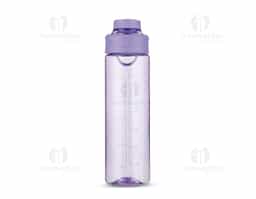 Garrafa produzida em plástico AS livre de BPA com capacidade máxima de 700 ml e marcação de volume no corpo. Possui tampa rosqueável em polipropileno (PP), protetor para o bocal, anel interno de vedação e alça fixa para facilitar o transporte.