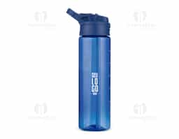 Squeeze produzido em plástico AS livre de BPA com capacidade de até 700 ml e marcação de volume no corpo. Possui tampa rosqueável em polipropileno (PP), botão de acionamento para bico flip, anel de vedação em silicone, canudo removível e alça fixa para transporte.