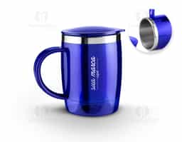 Caneca plástica com inox na parte interna de 400ml.