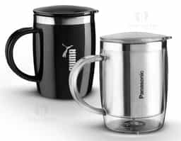 Caneca plástica com inox na parte interna de 400ml.