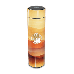 Garrafa térmica em aço inox com parede dupla 450ml com infusor,
Display LED com termômetro digital na tampa para indicar a temperatura do líquido,
Conserva líquido quente por até 5 horas e líquido frio até 7 horas