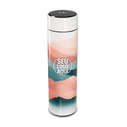 Garrafa térmica em aço inox com parede dupla 450ml com infusor,
Display LED com termômetro digital na tampa para indicar a temperatura do líquido,
Conserva líquido quente por até 5 horas e líquido frio até 7 horas