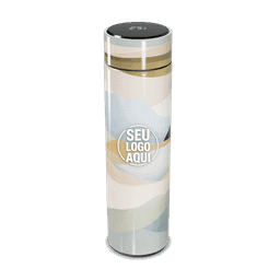 Garrafa térmica em aço inox com parede dupla 450ml com infusor,
Display LED com termômetro digital na tampa para indicar a temperatura do líquido,
Conserva líquido quente por até 5 horas e líquido frio até 7 horas