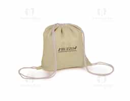 Sacola / Mochila em juta 100% natural com alças duplas em cordão de algodão para fechamento e transporte