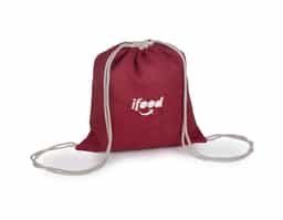 Sacola / Mochila em juta 100% natural com alças duplas em cordão de algodão para fechamento e transporte