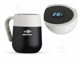 Caneca Térmica 500ml em inox com display LED com termômetro digital na tampa para indicar a temperatura do líquido.