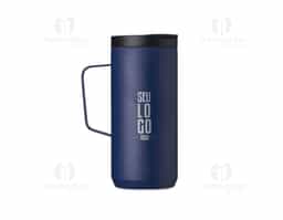 Caneca térmica de inox em parede dupla livre de BPA, capacidade de 400ml. Contém base antiderrapante e tampa plástica com bocal e trava de segurança.