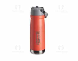 Garrafa térmica em inox de parede dupla, capacidade de 700ml. Tampa com alça de transporte, bico flip e canudo interno.