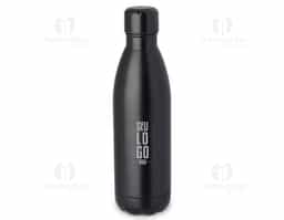 squeeze fosca em aço inox com capacidade de até 750 ml. Tampa rosqueável e anel de silicone para vedação. Design com frisos na tampa.