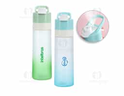 Squeeze bicolor plástico com borrifador e capacidade de 650ml. Contém tampa rosqueável com trava de segurança para o bocal, alça para transporte e alavanca para acionamento do borrifador.