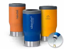 Copo térmico multiuso com parede dupla em inox, capacidade de 380ml. Pode ser utilizado como copo, porta long neck ou porta lata. Contém abridor de garrafa na parte inferior do copo.