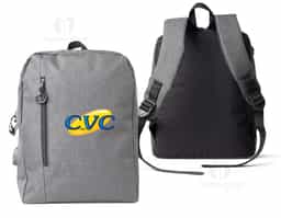 Mochila de nylon 23 litros com dois compartimentos, sendo o principal com bolso para notebook 15,6. A mochila possui bolso lateral, suporte externo para USB e adaptador P2.