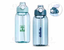 Squeeze plástico com capacidade de 1L. Possui tampa rosqueável com protetor para bocal, botão de acionamento com trava de segurança e alça para transporte acoplado.