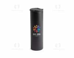 Copo térmico de inox com capacidade de 500ml. Possui base de EVA antiderrapante, tampa plástica com bocal e trava de segurança para evitar vazamentos.