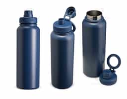 Garrafa térmica de inox com capacidade de até 1,2 litro. Possui pintura eletrostática durável, parede dupla com isolamento a vácuo e tampa rosqueável, que ajudam a conservar a temperatura e evitar vazamentos. Acompanha alça circular magnética compatível com iPhones da Apple.