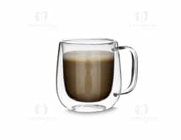 Caneca de vidro borossilicato com parede dupla, que mantém a temperatura da bebida por mais tempo e evita queimaduras nas mãos. Com capacidade de até 250ml, é perfeita para cafés, chás ou outras bebidas quentes e frias. Design elegante e resistente, ideal como brinde sofisticado para ações promocionais, eventos corporativos ou kits personalizados.