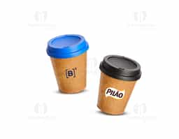 Copo feito em fibra de coco com capacidade de até 350ml. Possui tampa plástica com bocal.