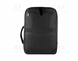 Mochila/pasta confeccionada em poliéster 300D com detalhe em PU e interior em poliéster 210D, unindo resistência e sofisticação. Possui alças lateral e de ombro acolchoadas, alça de mão e engate para mala de viagem. Conta com bolso frontal com zíper, compartimento interno para notebook de até 15,6” e bolso traseiro que permite ocultar as alças. Um brinde corporativo versátil, funcional e ideal para o dia a dia profissional.