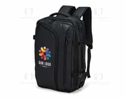 Mochila em nylon com camada de PU impermeável, com capacidade máxima de 28 litros, ideal para viagens, trabalho e uso diário. Possui compartimento interno com sistema de vedação a vácuo para armazenamento de roupas e objetos, além de duas divisórias em poliuretano termoplástico em tamanhos diferentes. Conta com bolsos frontais, bolso lateral em tela e bolso traseiro com divisória para notebook de até 15,6”. Dispõe ainda de alças acolchoadas em espuma respirável, alça lateral para transporte horizontal e alça de ombro ajustável em nylon. Um brinde corporativo moderno, versátil e de alto valor percebido.