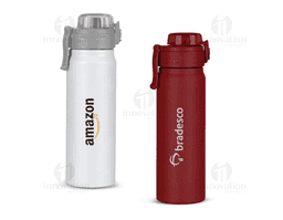 Garrafa térmica com capacidade para até 680ml. Feita em inox 304, possui estrutura de parede dupla e vedação a vácuo, permitindo a conservação da temperatura de líquidos por mais tempo. Conta com tampa rosqueável com trava de segurança, botão de acionamento para abrir a tampa protetora do bocal e alça para transporte. Acompanha um canudo plástico para encaixe no interior da garrafa.